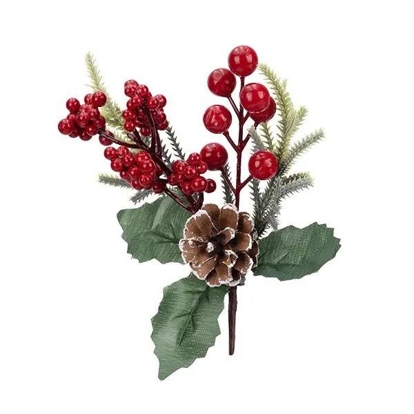 ΚΛΑΔΙ ΜΕ BERRIES ΚΟΚΚΙΝΑ ΜΙΚΡΑ ΚΑΙ ΜΕΓΑΛΑ ΚΑΙ ΧΙΟΝΙΣΜΕΝΟ ΚΟΥΚΟΥΝΑΡΙ 25cm
