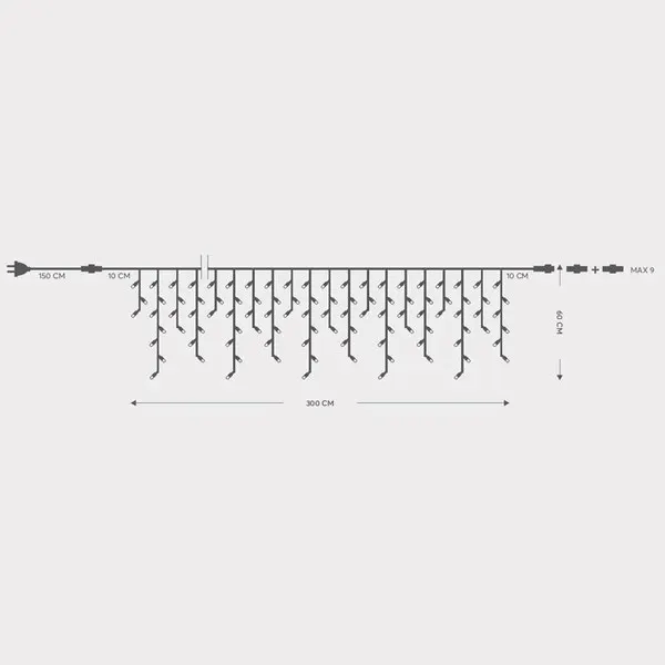 XMAS ΛΑΜΠΑΚΙ ΒΡΟΧΗ 144 LED 5mm ΜΕ ΚΑΛΥΜΜΑ 230V 3 ΕΠΕΚΤΑΣΕΙΣ ΕΩΣ 8 ΣΕΤ ΛΕΥΚΟ ΚΑΟΥΤΣΟΥΚ ΚΑΛΩΔΙΟ 130 ΘΕΡΜΟ ΛΕΥΚΟ & 14 ΛΕΥΚΟ FLASH LED (H60 x L300cm 5/7/5/7) ΠΑΡΟΧΗ 1.5m ΙΡ65