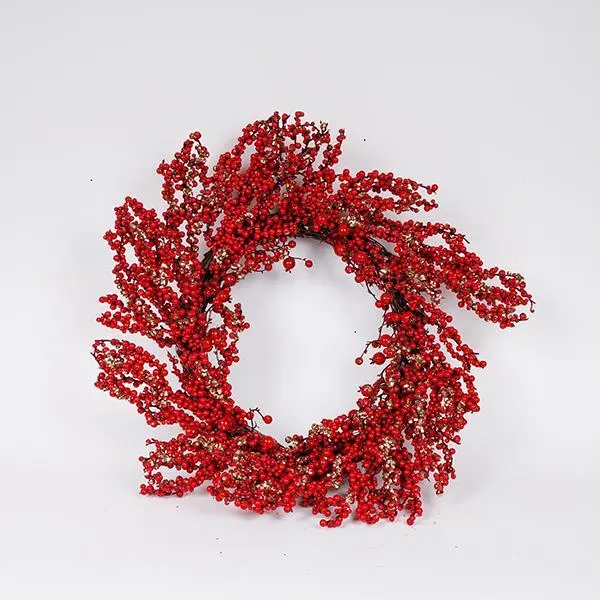 ΣΤΕΦΑΝΙ, ΜΕ ΚΟΚΚΙΝΑ ΚΑΙ ΣΑΜΠΑΝΙ BERRIES, 65cm