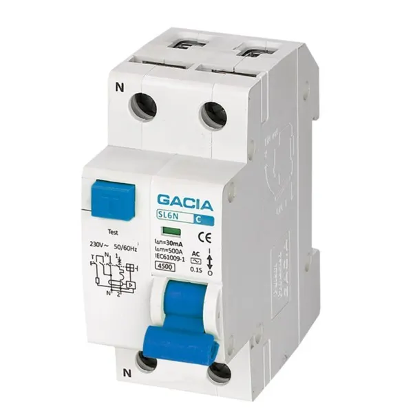 ΡΕΛΕ RCBO ΔΙΠΟΛΙΚΟ 16A 4,5KA 30mA 1P+N C GACIA TYPE AC