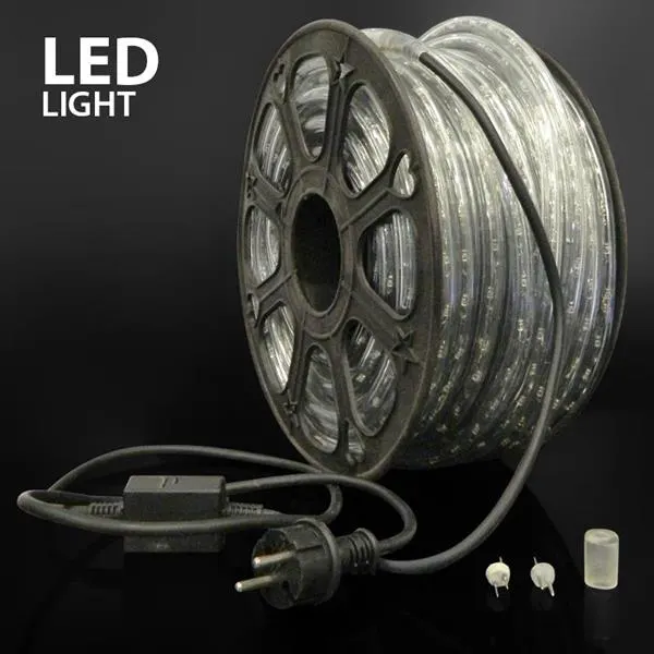 XMAS ΦΩΤΟΣΩΛΗΝΑΣ 230V LED 50m ΜΟΝΟΚΑΝΑΛΟΣ ΔΙΑΦΑΝΟΣ ΣΩΛΗΝΑΣ 13mm ΘΕΡΜΟ ΛΕΥΚO ΜΕ 36 LED/m ΚΟΠΗ/2m 2 ΣΕΤ ΕΞΑΡΤΗΜΑΤΑ IP65
