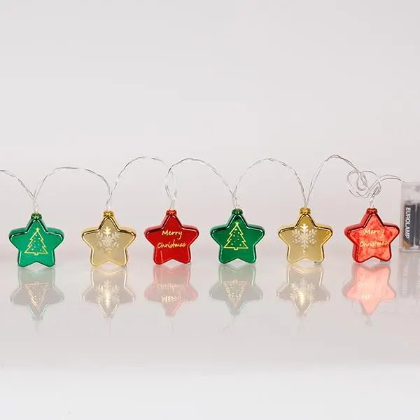XMAS ΛΑΜΠΑΚΙ ΣΕΙΡΑ 10 LED 5mm ΠΛΑΣΤΙΚΑ ΧΡΩΜΑΤΙΣΤΑ ΑΣΤΕΡΙΑ ΜΠΑΤΑΡΙΑΣ 3AA ΜΕ ΧΡΟΝΟΔΙΑΚΟΠΤΗ ΔΙΑΦΑΝΟ PVC ΚΑΛΩΔΙΟ ΘΕΡΜΟ ΛΕΥΚΟ LED ΑΝΑ 10cm ΠΑΡΟΧΗ 30cm IP20