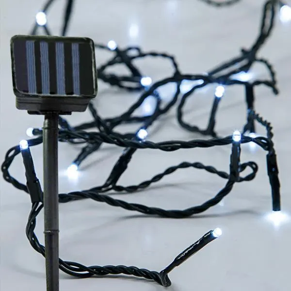 XMAS ΛΑΜΠΑΚΙ ΣΕΙΡΑ 96 LED 5mm HΛΙΑΚΟ ΣΥΛΛΕΚΤΗ ΜΕ ΑΙΣΘΗΤΗΡΑ ΦΩΤΟΣ ΣΤΑΘΕΡΟ/FLASH ΠΡΟΓΡΑΜΜΑ ΠΡΑΣΙΝΟ PVC ΚΑΛΩΔΙΟ ΛΕΥΚΟ LED ΑΝΑ 10cm ΠΑΡΟΧΗ 1m IP44