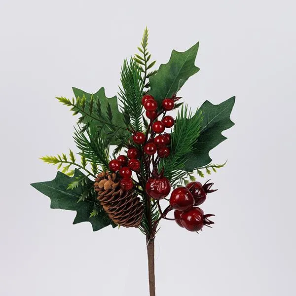 ΚΛΑΔΙ ΜΕ BERRIES ΚΟΚΚΙΝΑ ΚΑΙ ΡΟΔΙΑ 33cm