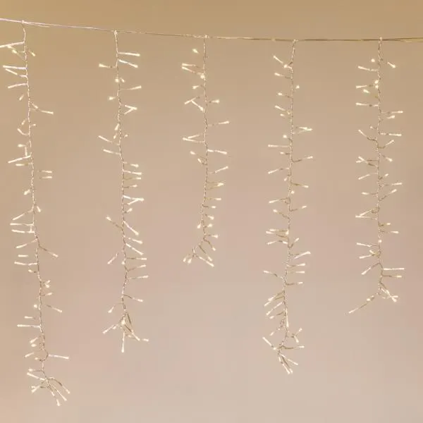 XMAS ΛΑΜΠΑΚΙ CLUSTER 480 LED 3mm 36V ΜΕΤΑΣΧΗΜΑΤΙΣΤΗ ΜΕ 8 ΠΡΟΓΡΑΜΜΑΤΑ 4 ΕΠΕΚΤΑΣΕΙΣ ΕΩΣ 3 ΣΕΤ ΔΙΑΦΑΝΟ PVC ΚΑΛΩΔΙΟ ΘΕΡΜΟ ΛΕΥΚΟ LED (H100 x W200cm 30/40/50/50/40/30) ΠΑΡΟΧΗ 3m IP44