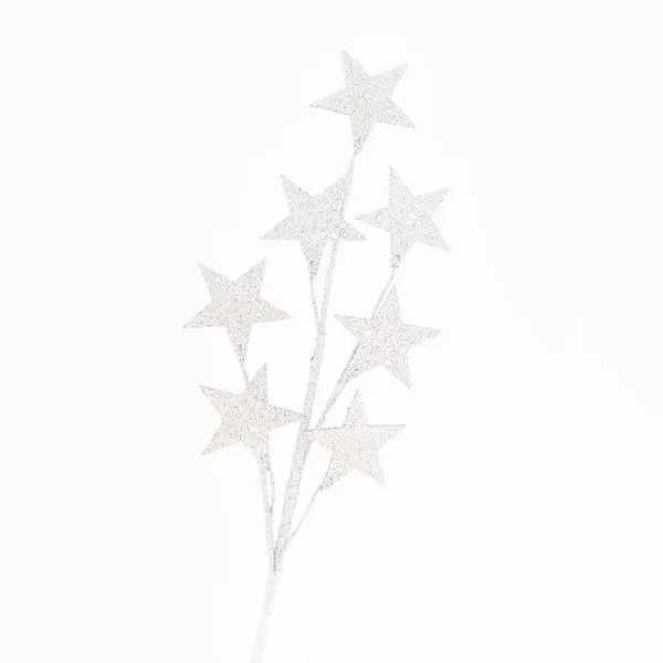 ΚΛΑΔΙ ΜΕ ΛΕΥΚΟ GLITTER ΑΣΤΕΡΙΑ, 46cm