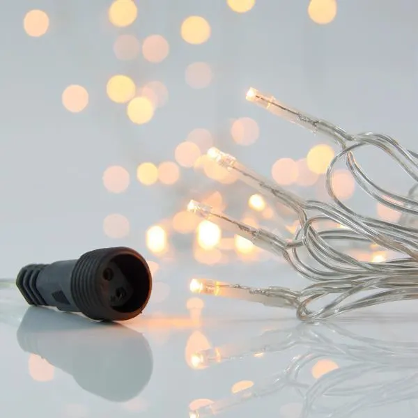 XMAS ΛΑΜΠΑΚΙ ΣΕΙΡΑ 100 LED 3mm 31V ΜΕΤΑΣΧΗΜΑΤΙΣΤΗ 4 ΕΠΕΚΤΑΣΕΙΣ ΕΩΣ 3 ΣΕΤ ΔΙΑΦΑΝΟ PVC ΚΑΛΩΔΙΟ ΘΕΡΜΟ ΛΕΥΚΟ LED ΑΝΑ 5cm ΠΑΡΟΧΗ 3m ΙP44