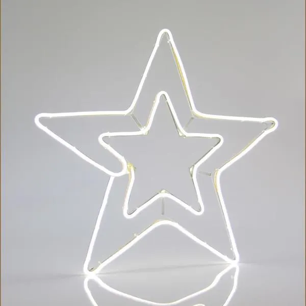 XMAS ΑΣΤΕΡΙ ΔΙΠΛΟ ΝΕΟΝ ΦΩΤΟΣΩΛΗΝΑΣ LED 3m ΜΟΝΟΚΑΝΑΛΟΣ ΛΕΥΚΟ 56x58cm IP44