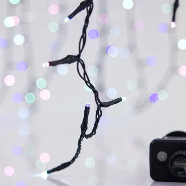 XMAS ΛΑΜΠΑΚΙ ΣΕΙΡΑ 100 LED 3mm 31V ΜΕΤΑΣΧΗΜΑΤΙΣΤΗ ΜΕ 8 ΠΡΟΓΡΑΜΜΑΤΑ & ΜΝΗΜΗ ΠΡΑΣΙΝΟ PVC ΚΑΛΩΔΙΟ OPAL ΧΡΩΜΑΤΙΣΤΟ LED ΑΝΑ 5cm ΠΑΡΟΧΗ 3m ΙΡ44