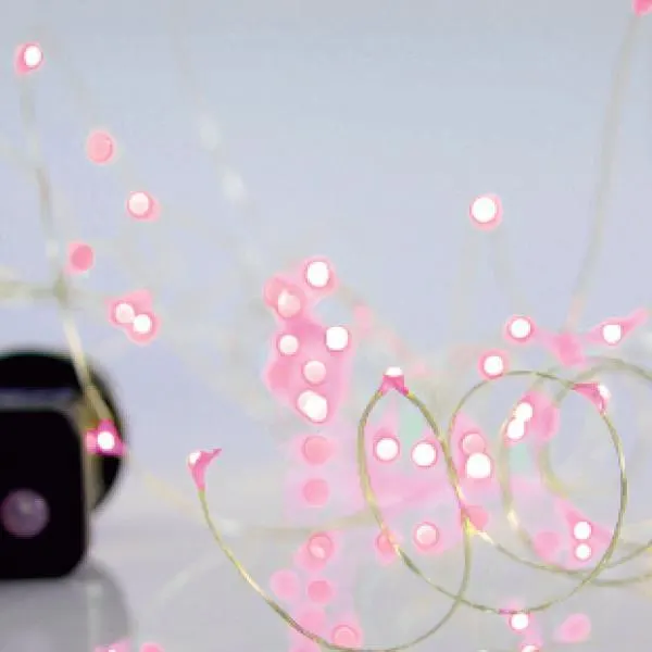 XMAS ΛΑΜΠΑΚΙ ΣΕΙΡΑ 100 MINI LED ΜΕΤΑΣΧΗΜΑΤΙΣΤΗ ΜΕ 8 ΠΡΟΓΡΑΜΜΑΤΑ ΑΣΗΜΙ ΧΑΛΚΙΝΟ ΚΑΛΩΔΙΟ ΡΟΖ LED ANA 10cm ΠΑΡΟΧΗ 5m ΙΡ44