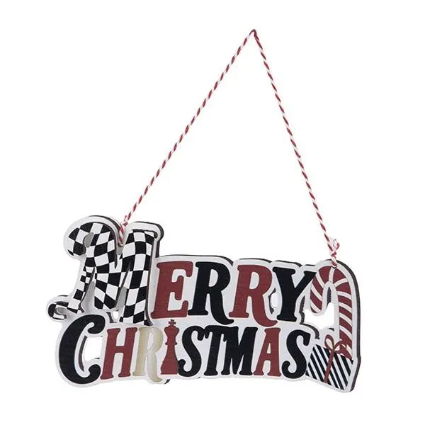 ΣΤΟΛΙΔΙ  ΞΥΛΙΝΟ MERRY CHRISTMAS ΛΕΥΚΟ ΚΟΚΚΙΝΟ ΜΑΥΡΟ 23x12x1.5cm