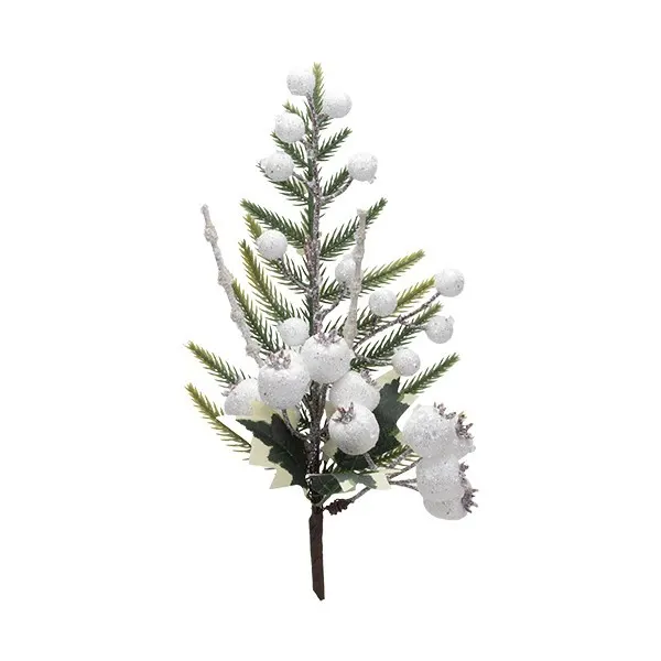 ΚΛΑΔΙ ΜΕ BERRIES ΛΕΥΚΑ KAI ΦΥΛΛΑ ΓΚΙ 31cm
