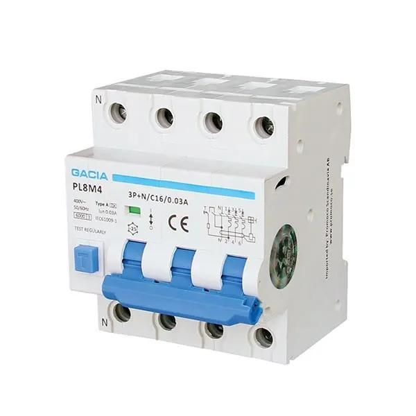 ΡΕΛΕ RCBO ΤΕΤΡΑΠΟΛΙΚΟ 20A 6kA 100mA 3P+N C GACIA TYPE A