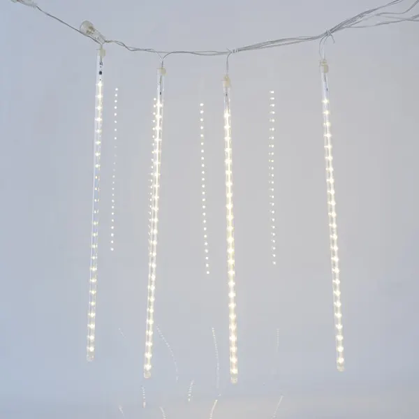 XMAS ΛΑΜΠΑΚΙ SNOWDROP 240 LED 5V ΜΕΤΑΣΧΗΜΑΤΙΣΤΗ 4 ΕΠΕΚΤΑΣΕΙΣ ΕΩΣ 3 ΣΕΤ 5 ΣΩΛΗΝΕΣ 50cm ΜΕ ΘΕΡΜΟ ΛΕΥΚΟ LED H50 x L400cm ΠΑΡΟΧΗ 5m IP44