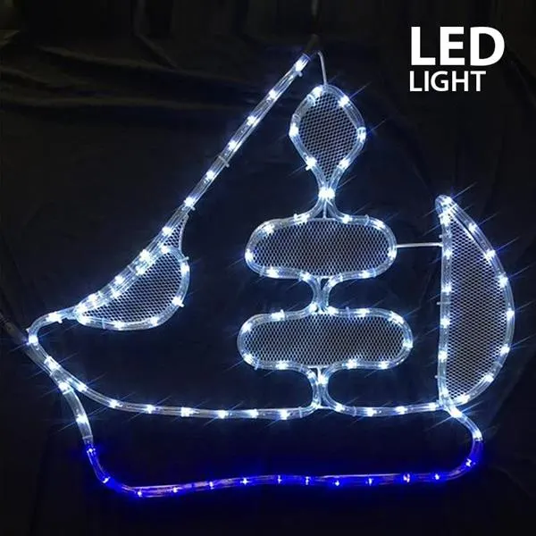 XMAS ΚΑΡΑΒΙ ΦΩΤΟΣΩΛΗΝΑΣ LED 4m ΜΟΝΟΚΑΝΑΛΟΣ ΛΕΥΚΟ - ΜΠΛΕ 60x51cm IP44