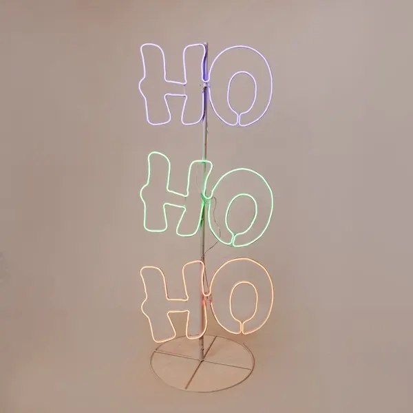 XMAS HO-HO-HO ΝΕΟΝ ΦΩΤΟΣΩΛΗΝΑ LED 8.5m ΜΟΝΟΚΑΝΑΛΗ ΠΡΑΣΙΝΟ ΚΟΚΚΙΝΟ & ΜΠΛΕ LED ΠΑΡΟΧΗ 5m 120x50cm IP44