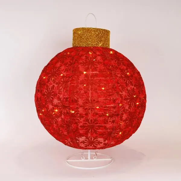 XMAS ΦΩΤΙΖΟΜΕΝΗ KOKKINH MΠΑΛΑ ΜΕ ΒΑΣΗ 50 MINI LED 4.5V ΜΕΤΑΣΧΗΜΑΤΙΣΤΗ ΘΕΡΜΟ ΛΕΥΚΟ ΠΑΡΟΧΗ 3m 45x45x60cm IP44