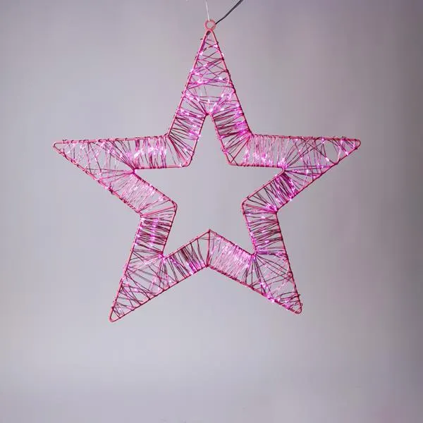 ΑΣΤΕΡΙ ΦΩΤΙΖΟΜΕΝΟ 45cm, 260 ΜΙΝΙ LED, 4,5V ΜΕΤΑΣΧΗΜΑΤΙΣΤΗ, ΡΟΖ ΜΕΤΑΛΛΙΚΟΣ ΣΚΕΛΕΤΟΣ, ΡΟΖ ΧΑΛΚΙΝΟ ΚΑΛΩΔΙΟ, ΡΟΖ ΜΙΝΙ LED, ΠΡΟΕΚΤΑΣΗ ΠΑΡΟΧΗΣ 5m, IP44