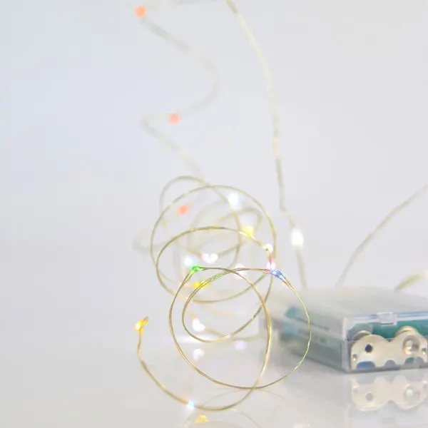 XMAS ΛΑΜΠΑΚΙ ΣΕΙΡΑ 20 MINI LED ΜΠΑΤΑΡΙΑΣ 3AA ΜΕ ΧΡΟΝΟΔΙΑΚΟΠΤΗ ΑΣΗΜΙ ΧΑΛΚΙΝΟ ΚΑΛΩΔΙΟ ΧΡΩΜΑΤΙΣΤΟ LED ANA 10cm ΠΑΡΟΧΗ 10cm IP20