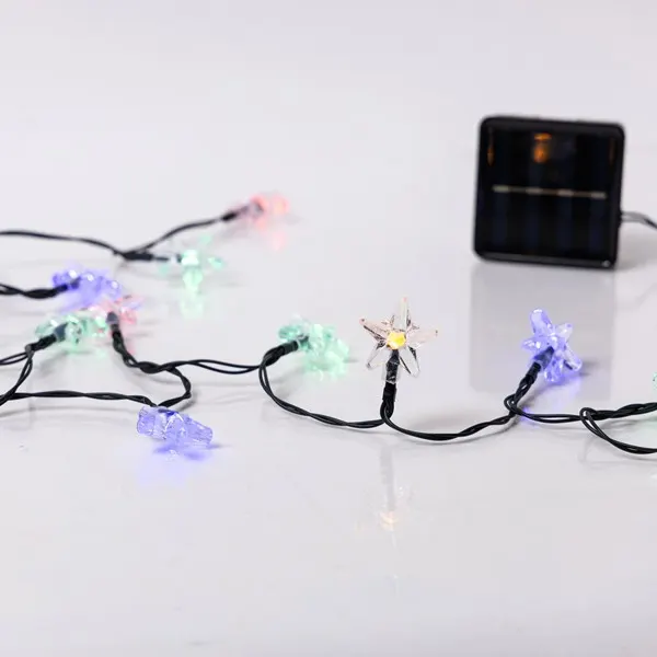 ΣΕΙΡΑ, 60 LED 5mm, ΠΛΑΣΤΙΚΑ ΑΣΤΕΡΙΑ, ΗΛΙΑΚΟ ΣΥΛΛΕΚΤΗ ΜΕ ΑΙΣΘΗΤΗΡΑ ΦΩΤΟΣ, 8 ΠΡΟΓΡΑΜΜΑΤΑ, ΠΡΑΣΙΝΟ PVC ΚΑΛΩΔΙΟ, ΧΡΩΜΑΤΙΣΤΟ LED ΑΝΑ 10cm, ΠΡΟΕΚΤΑΣΗ ΠΑΡΟΧΗΣ 60cm, IP20