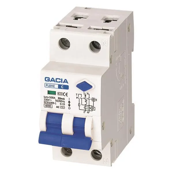 ΡΕΛΕ RCBO ΔΙΠΟΛΙΚΟ 6A 6KA 30mA 1+N C GACIA TYPE AC