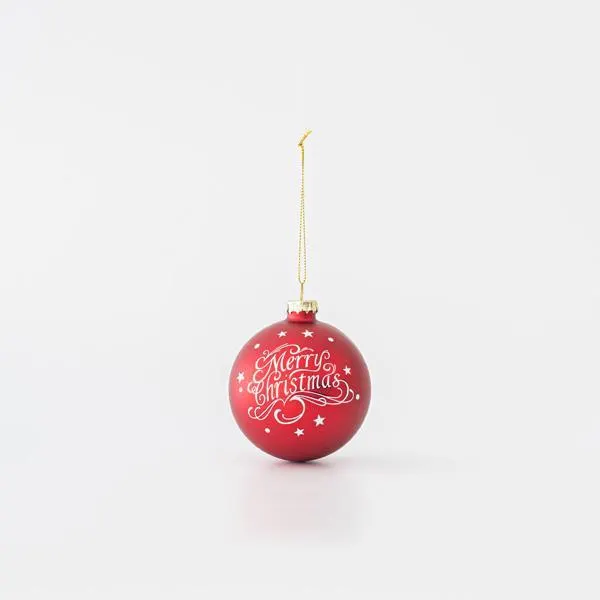 ΜΠΑΛΑ ΓΥΑΛΙΝΗ ΚΟΚΚΙΝΗ MERRY CHRISTMAS ΣΕΤ 4ΤΜΧ 10cm