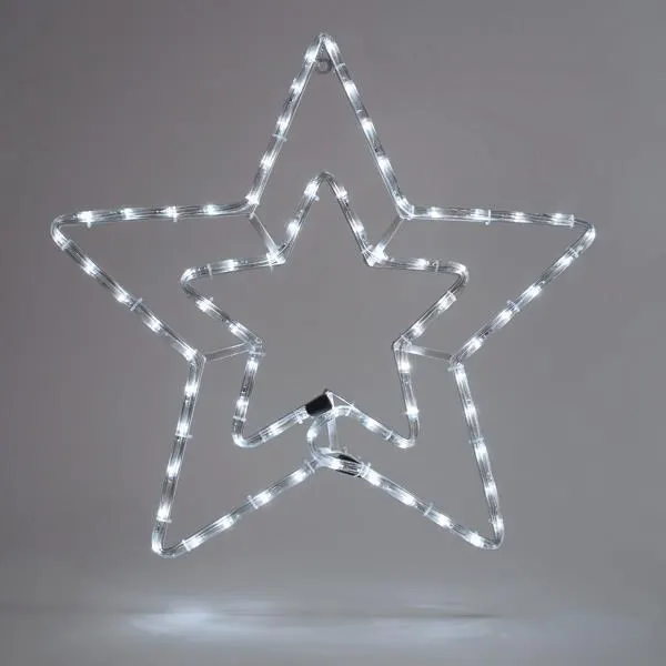XMAS ΑΣΤΕΡΙ ΔΙΠΛΟ ΦΩΤΟΣΩΛΗΝΑΣ LED 3m ΜΟΝΟΚΑΝΑΛΟΣ ΜΕ ΠΡΟΓΡΑΜΜΑ ΛΕΥΚΟ 55x56cm IP44