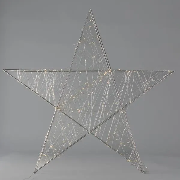 ΑΣΤΕΡΙ ΦΩΤΙΖΟΜΕΝΟ 78cm, 240 LED, ΜΕΤΑΣΧΗΜΑΤΙΣΤΗ, TIMER, ΑΣΗΜΙ ΜΕΤΑΛΛΙΚΟΣ ΣΚΕΛΕΤΟΣ, ΑΣΗΜΙ ΧΑΛΚΙΝΟ ΚΑΛΩΔΙΟ, ΘΕΡΜΟ ΛΕΥΚΟ LED, ΠΡΟΕΚΤΑΣΗ ΠΑΡΟΧΗΣ 5m, IP44