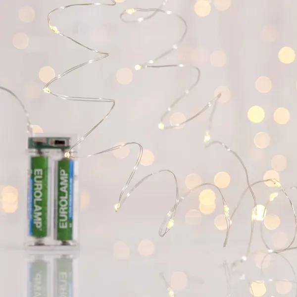 XMAS ΛΑΜΠΑΚΙ ΣΕΙΡΑ 50 MINI LED ΜΠΑΤΑΡΙΑΣ 3AA ΜΕ ΧΡΟΝΟΔΙΑΚΟΠΤΗ ΑΣΗΜΙ ΧΑΛΚΙΝΟ ΚΑΛΩΔΙΟ ΘΕΡΜΟ ΛΕΥΚΟ LED ANA 10cm ΠΑΡΟΧΗ 10cm IP20