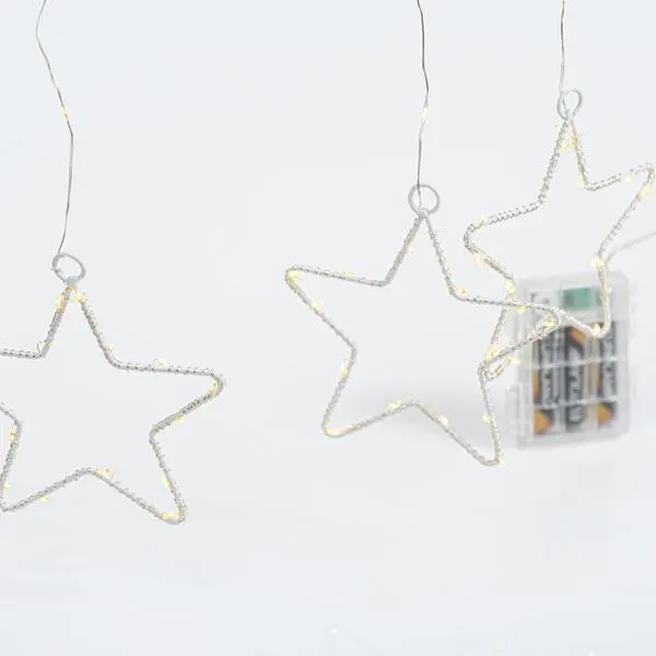 ΚΟΥΡΤΙΝΑ, 184 MINI LED, 8 ΜΕΤΑΛΛΙΚΑ ΑΣΤΕΡΙΑ 12cm, ΧΡΟΝΟΔΙΑΚΟΠΤΗ, ΔΙΑΦΑΝΟ PVC ΚΑΛΩΔΙΟ, DAYLIGHT LED (H155 x W175cm), ΠΡΟΕΚΤΑΣΗ ΠΑΡΟΧΗΣ 50cm, IP44