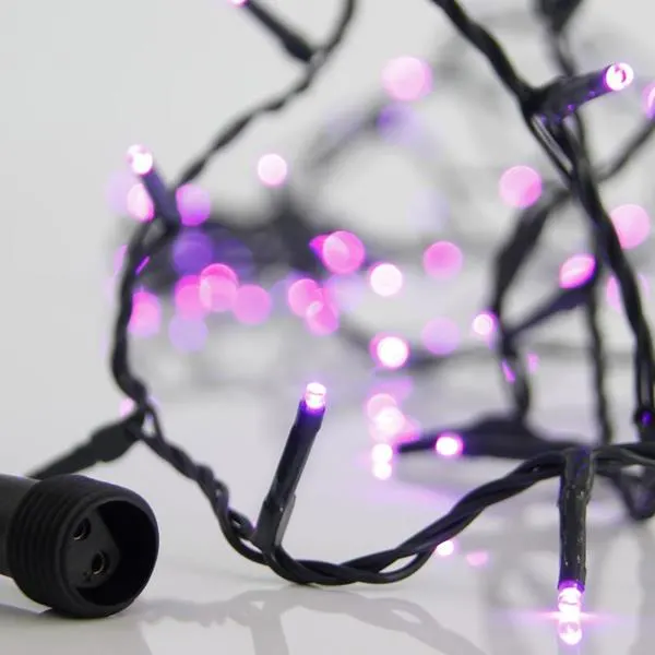 ΣΕΙΡΑ, 100 LED 3mm, 31V ΜΕΤΑΣΧΗΜΑΤΙΣΤΗ, 4 ΕΠΕΚΤΑΣΕΙΣ ΕΩΣ 3 ΣΕΤ, ΠΡΑΣΙΝΟ PVC ΚΑΛΩΔΙΟ, ΜΩΒ LED ΑΝΑ 5cm, ΠΡΟΕΚΤΑΣΗ ΠΑΡΟΧΗΣ 3m, ΙΡ44