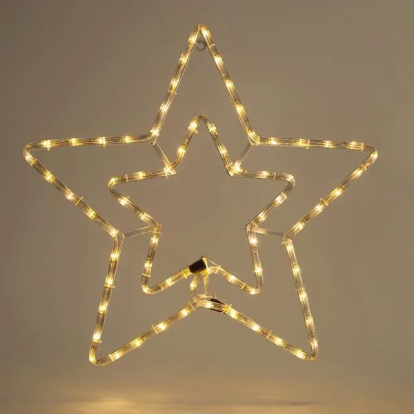 XMAS ΑΣΤΕΡΙ ΔΙΠΛΟ ΦΩΤΟΣΩΛΗΝΑΣ LED 3m ΜΟΝΟΚΑΝΑΛΟΣ ΜΕ ΠΡΟΓΡΑΜΜΑ ΘΕΡΜΟ ΛΕΥΚO 55x56cm IP44