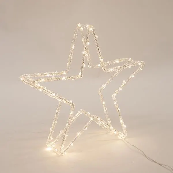 XMAS ΑΚΡΥΛΙΚΟ ΑΣΤΕΡΙ 3.5V ΜΕΤΑΣΧΗΜΑΤΙΣΤΗ 100 ΘΕΡΜΑ ΛΕΥΚΑ MINI LED ΠΑΡΟΧΗ 5m 36x7x36cm IP44
