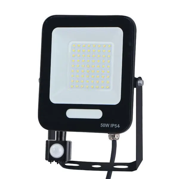 ΠΡΟΒΟΛΕΑΣ LED 50W SMD ΜΕ ΠΕΡΙΣΤΡΕΦΟΜΕΝΟ ΑΝΙΧΝΕΥΤΗ ΚΙΝΗΣΗΣ ΜΑΥΡΟΣ IP54 4000K PLUS