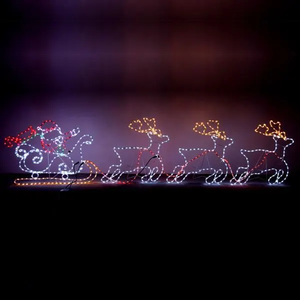 XMAS ΑΓΙΟΣ ΒΑΣΙΛΗΣ ΜΕ ΕΛΚΗΘΡΟ & 3 ΤΑΡΑΝΔΟΥΣ ΦΩΤΟΣΩΛΗΝΑΣ LED 30m ΜΟΝΟΚΑΝΑΛΟΣ ΜΕ ΠΡΟΓΡΑΜΜΑ ΧΡΩΜΑΤΙΣΤΟ 400x75cm IP44