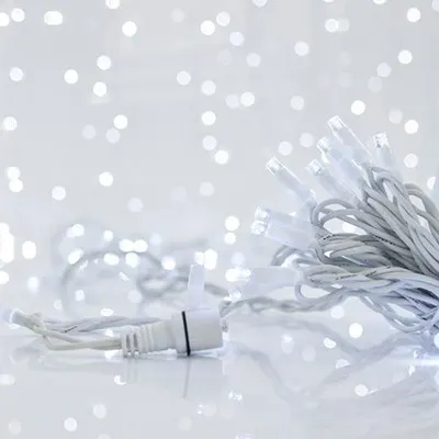 XMAS ΛΑΜΠΑΚΙ ΣΕΙΡΑ 100 LED 5mm ΜΕ ΚΑΛΥΜΜΑ 230V 3 ΕΠΕΚΤΑΣΕΙΣ ΕΩΣ 9 ΣΕΤ ΛΕΥΚΟ ΚΑΟΥΤΣΟΥΚ ΚΑΛΩΔΙΟ ΛΕΥΚΟ LED ΑΝΑ 10cm ΠΑΡΟΧΗ 1.5m IP65