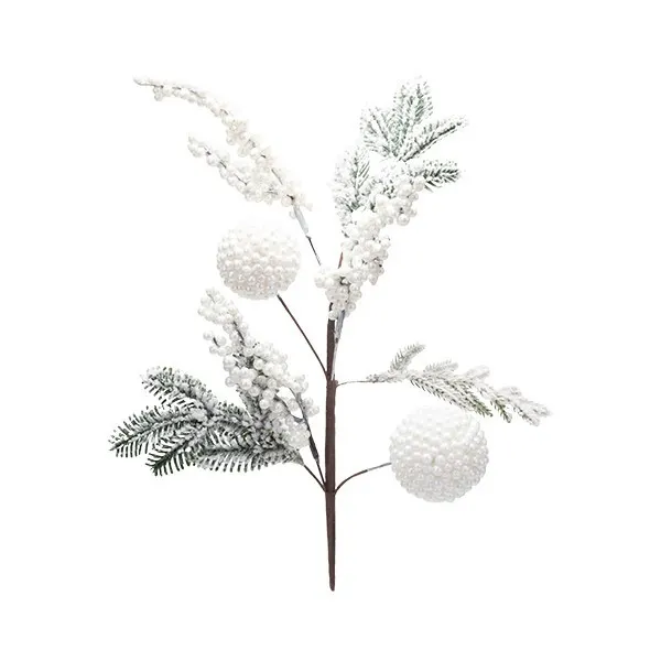 ΚΛΑΔΙ ΛΕΥΚΟ ΜΕ ΧΙΟΝΙΣΜΕΝΕΣ ΜΠΑΛΕΣ ΚΑΙ BERRIES 54cm